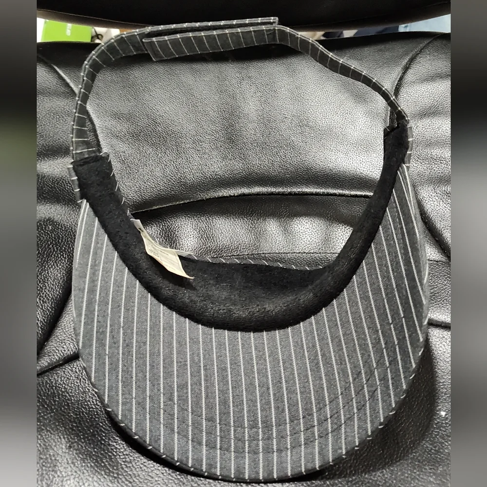 Disney Parks Mickey Mouse Black/White Pinstriped Adjustable Visor, Adult Size